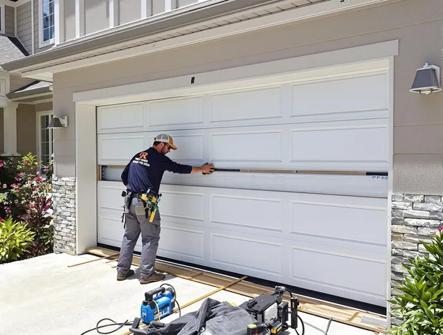 Lyndhurst Garage Door Repair team performing complete garage door replacement at Lyndhurst residence