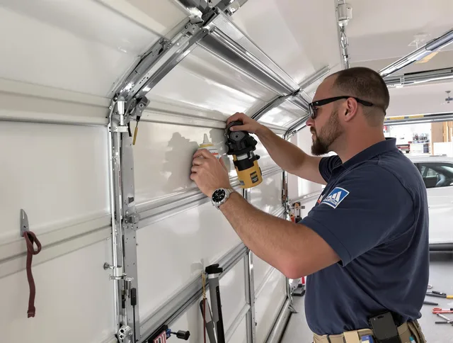 Lyndhurst Garage Door Repair technician quieting a noisy garage door in Lyndhurst