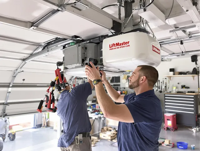 Lyndhurst Garage Door Repair technician performing advanced diagnostics on garage opener in Lyndhurst