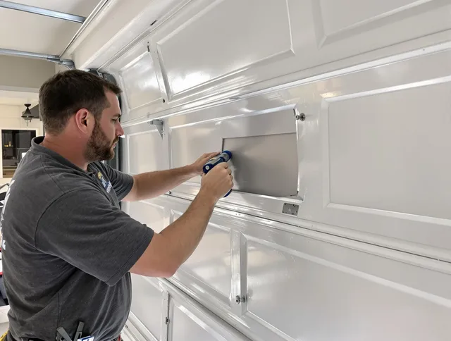 Garage door panel repair by Lyndhurst Garage Door Repair in Lyndhurst