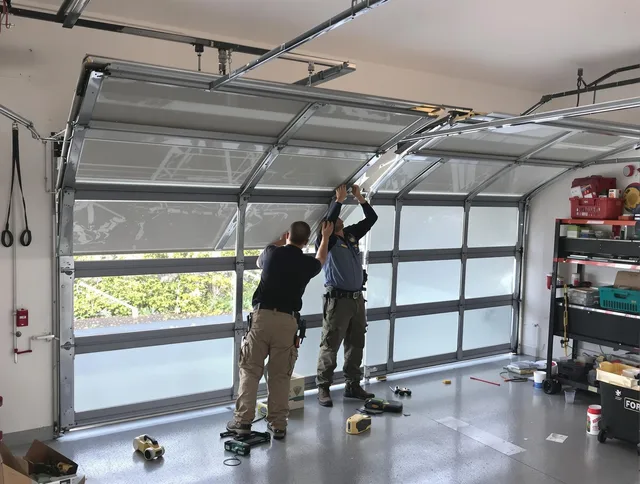 Lyndhurst Garage Door Repair expert performing precise panel replacement on Lyndhurst garage door